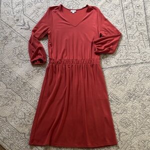 JJill Smocked-Waist A-Line Dress Med Tall Cinnebar NWOT